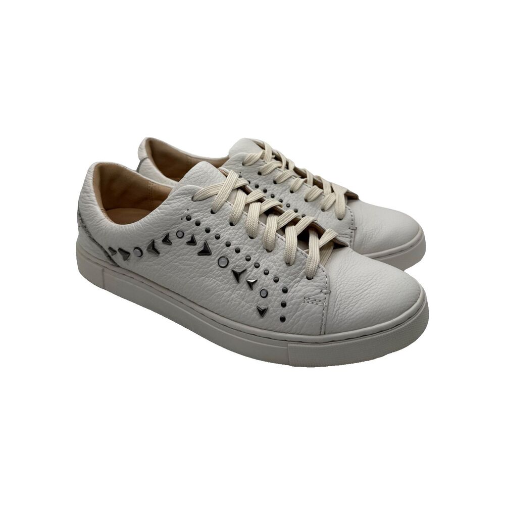 Frye Ivy Deco Women's Studded  Low Lace Leather Sneakers Shoes 8.5 White - Picture 2 of 11